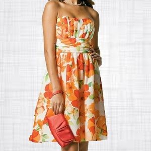 David's Bridal Strapless Floral Dress